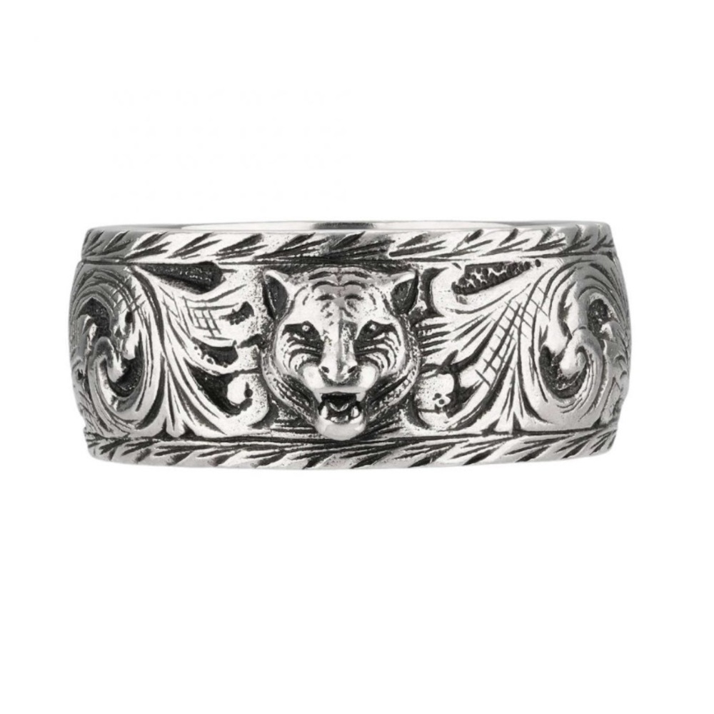GUCCI Feline Tiger Head Statement Ring Baroque
